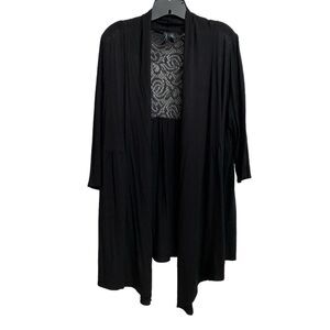 Cynthia Rowley Open Front Cardigan Women's Size 1X Black Lace Boho Drapy Office